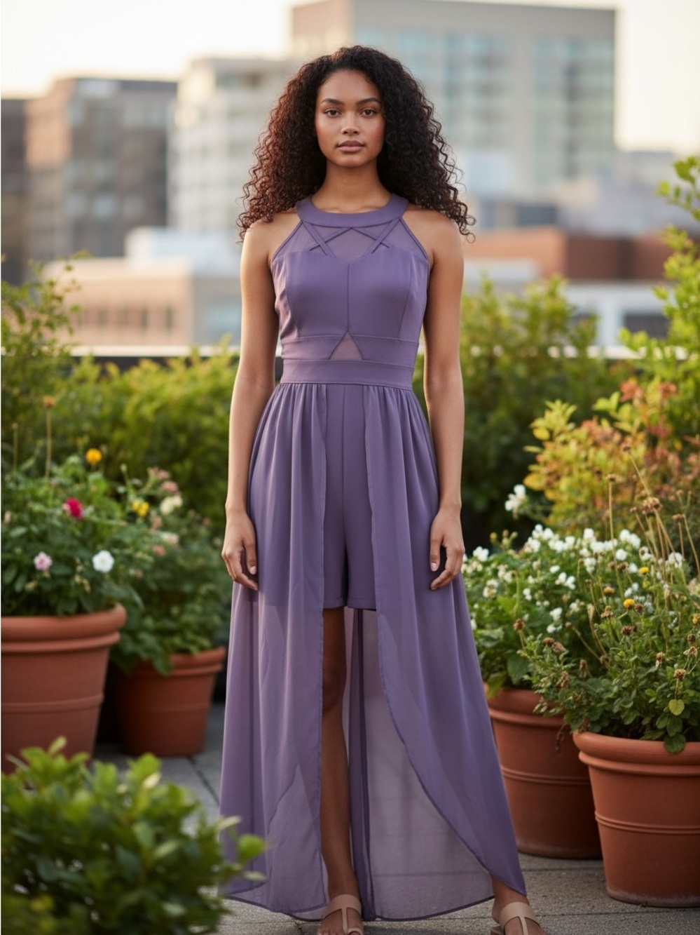 Sweet Storm Lavender Purple High-Low Jumpsuit Romper